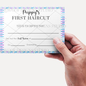 Dog Grooming First Groom Certificate | Groomer | Pet Shop | First Puppy Groom | Print | 11x8.5| Instant Download | Dog Groomer Sign.