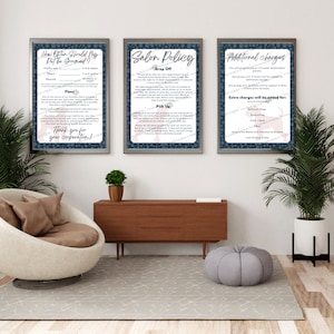 Dog Grooming Salon Policies Package | Liability | Dog Grooming Salon Poster | Salon Policy | Instant Print | Modern Paw Design