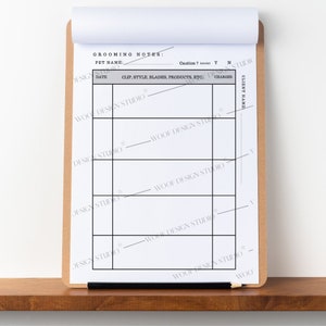 Minimalistic Dog Grooming Notes | Instant Print| Instant Download | Pet Shop | Grooming Files |  Dog Groomer Sign.  Dog Groomer Notes.