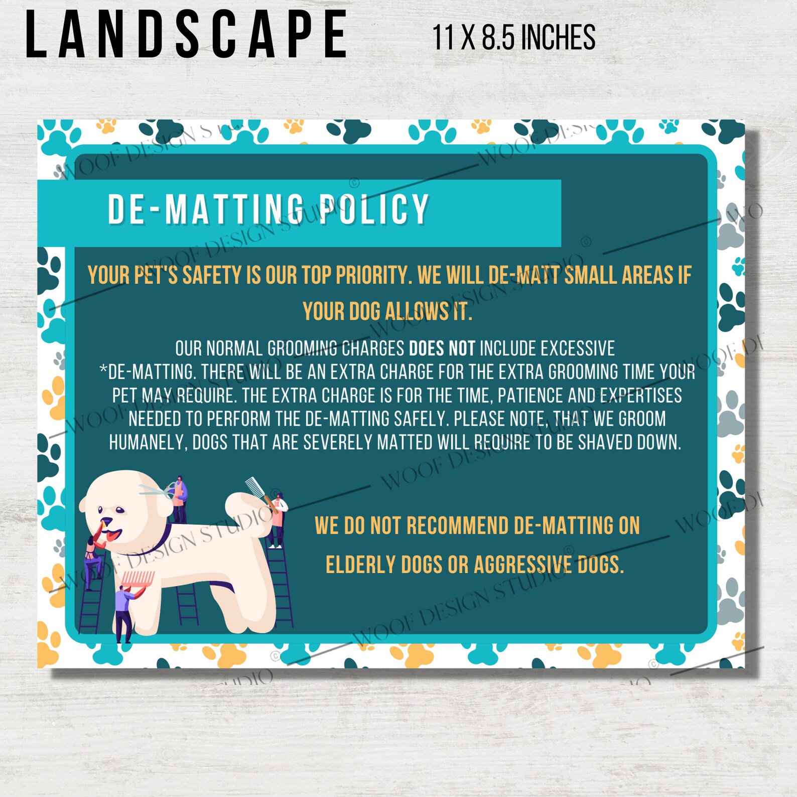 Dog Grooming Salon Policies Package Liability Dog Grooming Etsy