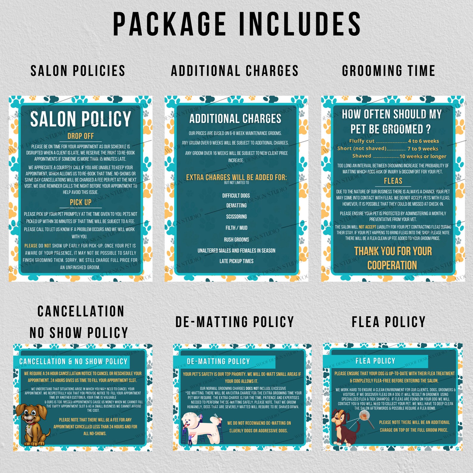 Dog Grooming Salon Policies Package Liability Dog Grooming Etsy