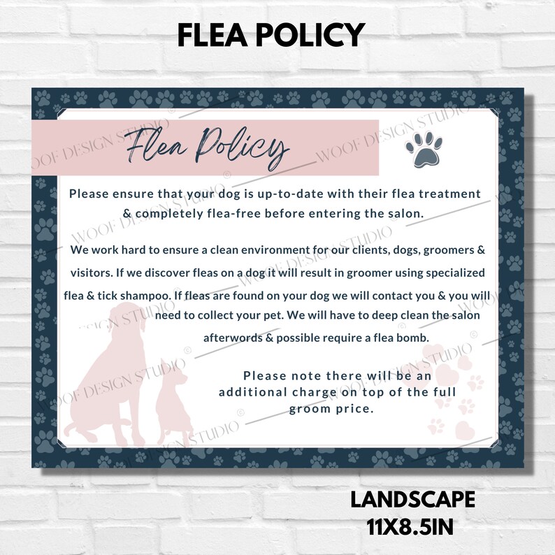 Dog Grooming Salon Policies Package Liability Dog Grooming Salon Poster