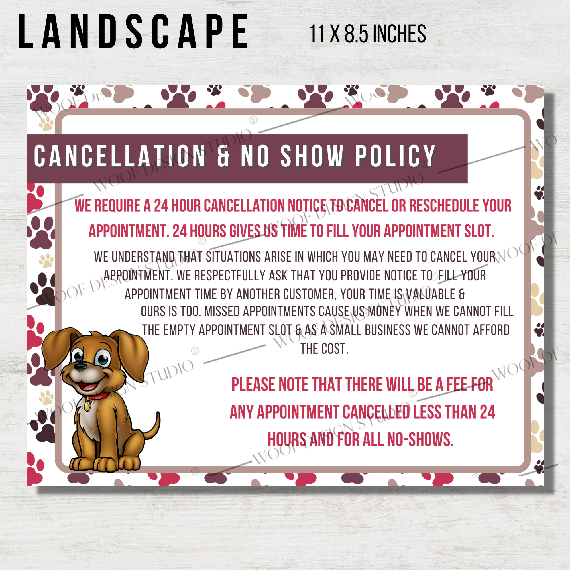 Dog Grooming Salon Policies Package Liability Dog Grooming Salon Poster