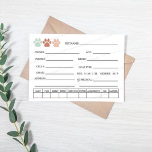 Minimalistic Dog Grooming Dog Log | Grooming Notes | Instant Prints | Dog Log | Dog Grooming Forms | 7 x 5 inches