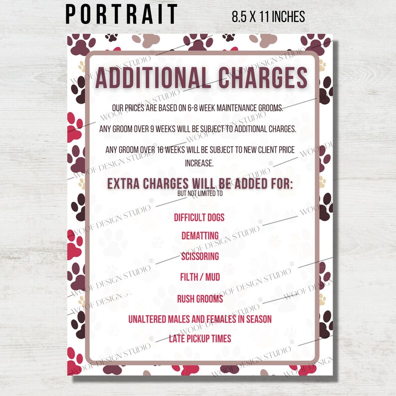 Dog Grooming Salon Policies Package Liability Dog Grooming Salon Poster