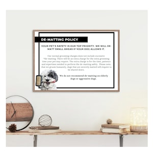 Dog Grooming Salon Posters | Salon Policies| Instant Download| Instant Print | Cancellation Policy | Dematting Policy| Dog groomer Sign.