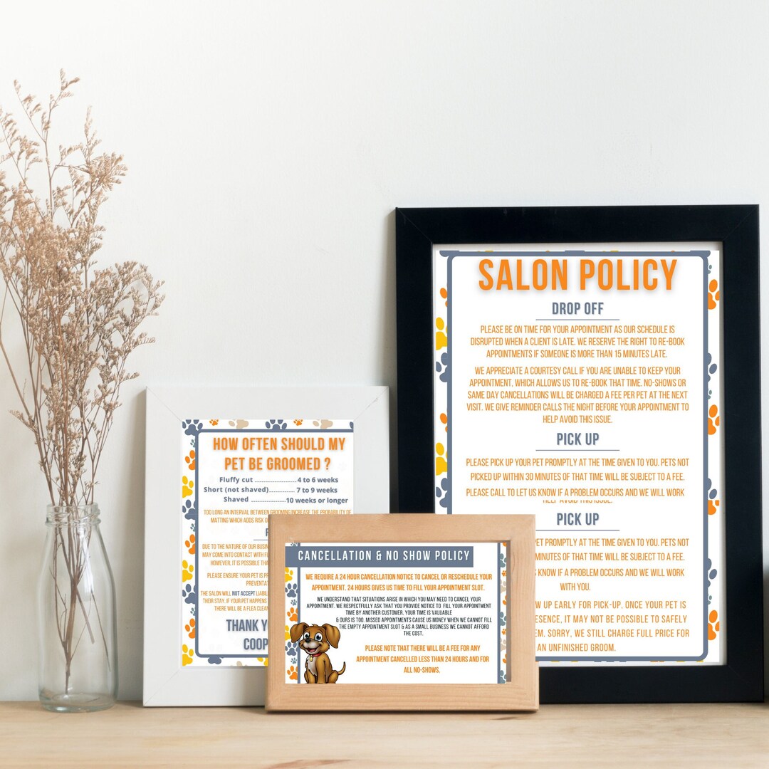 Dog Grooming Salon Policies Package Liability Dog Grooming Salon Poster