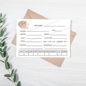 Minimalistic Dog Grooming Dog Log | Grooming Notes | Instant Prints | Dog Log | Dog Grooming Forms | 7 x 5 inches
