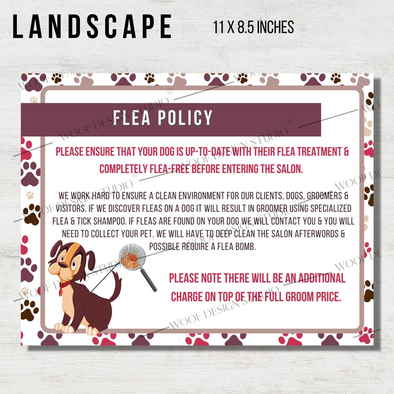 Dog Grooming Salon Policies Package Liability Dog Grooming Salon Poster