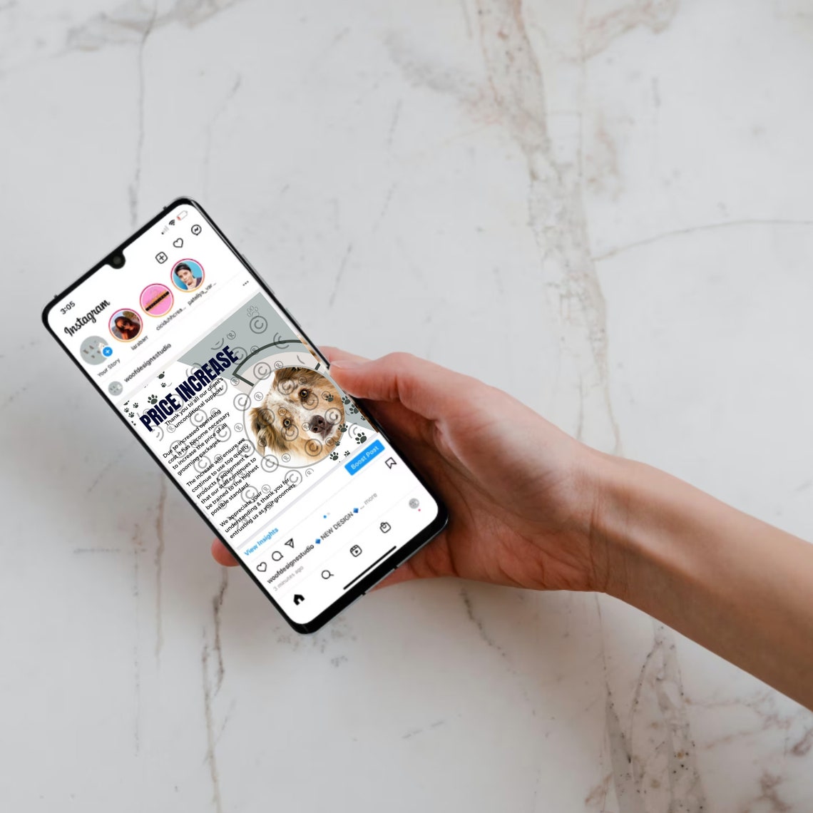 Dog Grooming Price Increase Notice. Social Media Notice for Etsy