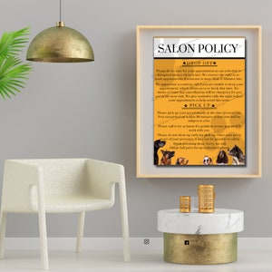 Modern Dog Grooming Salon Policy | Instant Downloads| Instant Prints| Dog Groomers | Dog Grooming Poster | Dog Groomer Sign.