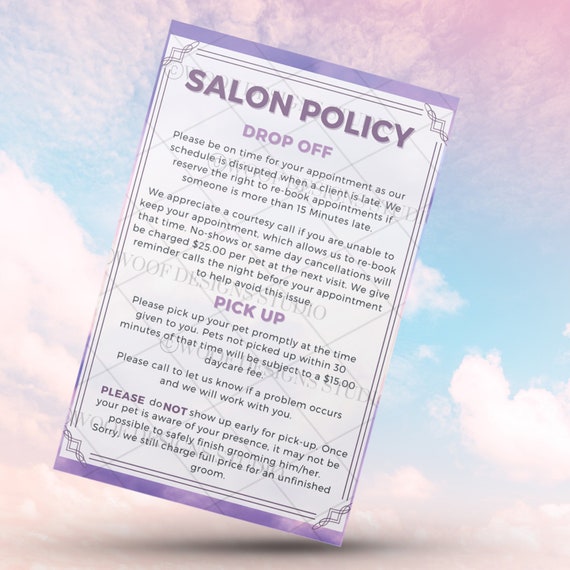 Pastel Themed Dog Grooming Salon Policy Instant Downloads Etsy