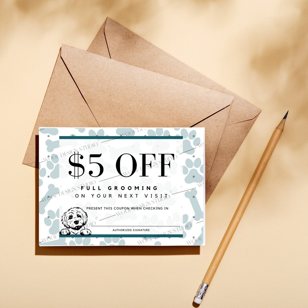 Dog Groomer Discount Card Coupon Dog Grooming Coupon Card Etsy UK