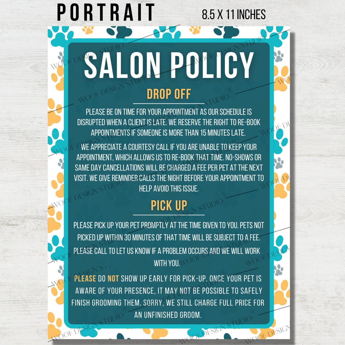 Dog Grooming Salon Policies Package Liability Dog Grooming Etsy