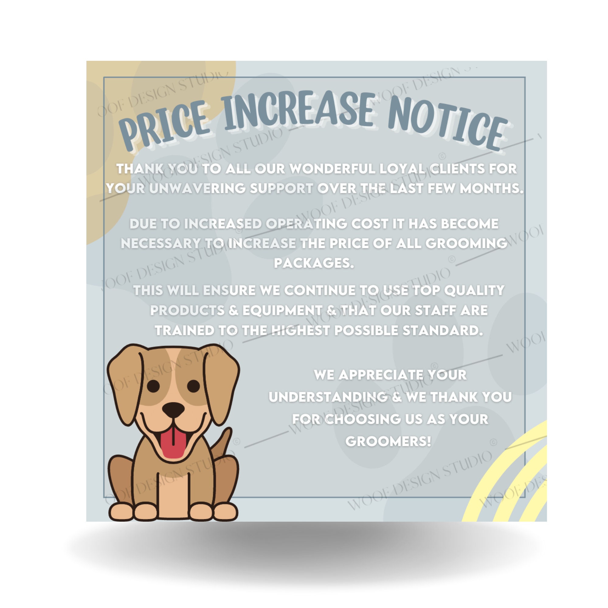 Dog Grooming Price Increase Notice Price Increase Alert - Etsy Dog Grooming Price Increase Notice Price Increase Alert - Etsy