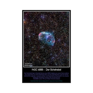 Mural de estrellas y espacio, póster de papel fotográfico, 40 x 60 cm - NGC6888 - La nebulosa de la Media Luna