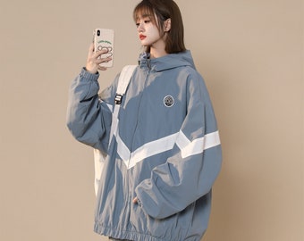 Women&#39;s Graduate Jacket Casual Blue Windbreaker
