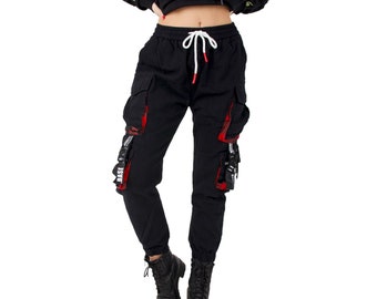 Women's Streetwear Urban Shadow Black Jogger Pants