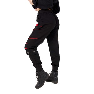 Streetwear Black Joggers Techwear Brave Heart Ripped Sweatpants