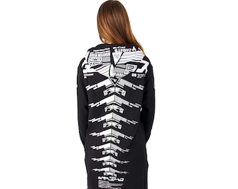 Women&#39;s Techwear Cyber Alien Streetwear Jacket with Hoodie