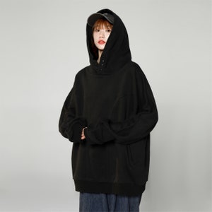 Women&#39;s Black Hoodie Relaxed Fit Casual Pullover Sweatshirt