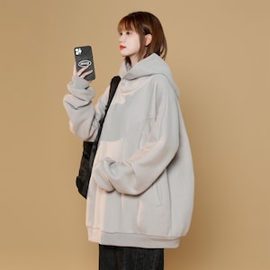 Women&#39;s Grey Hoodie Relaxed Fit Casual Pullover Sweatshirt