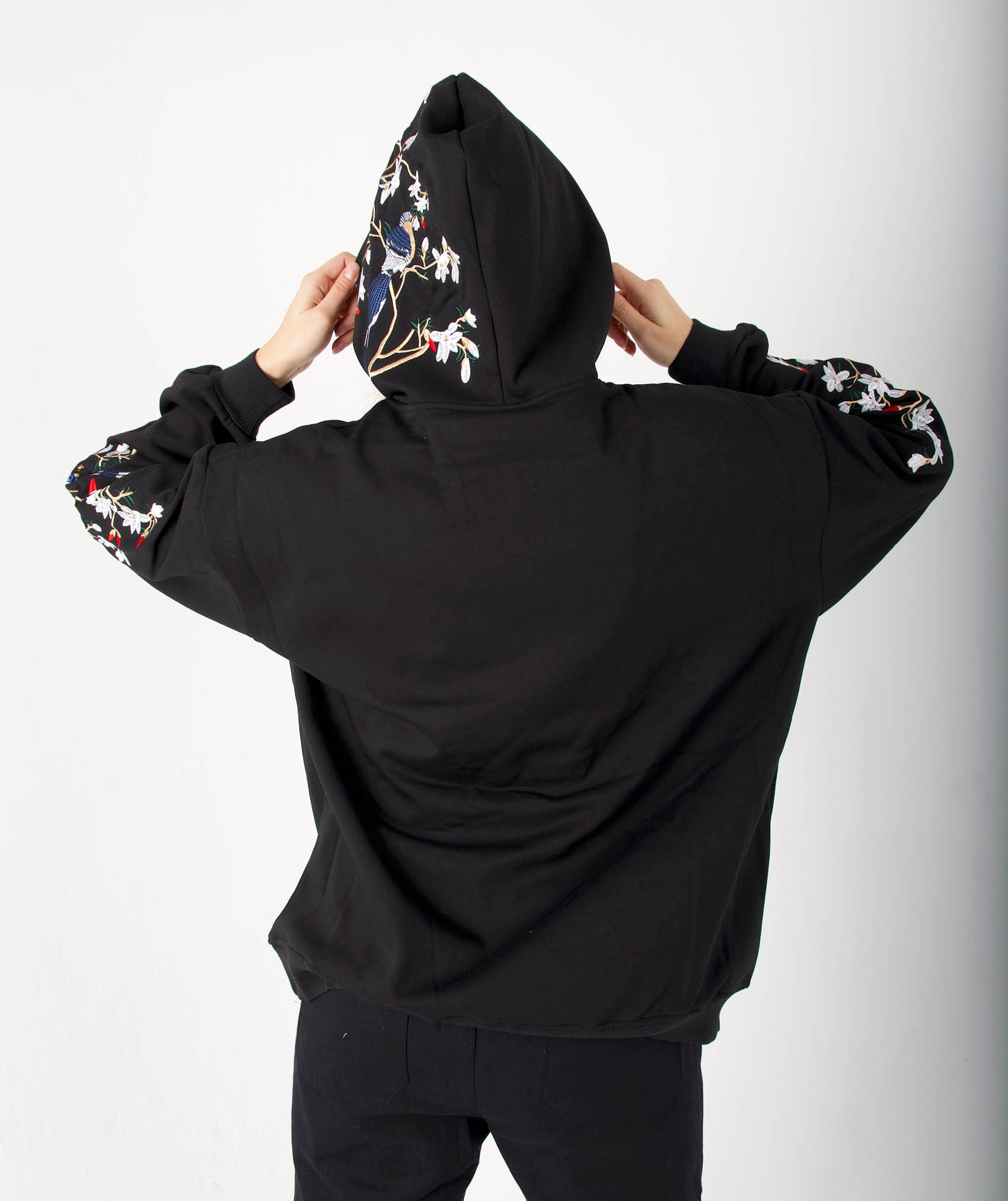 Sweats à capuche brodés pour hommes et femmes, sweat-shirt à capuche brodé de fleurs de cerisier