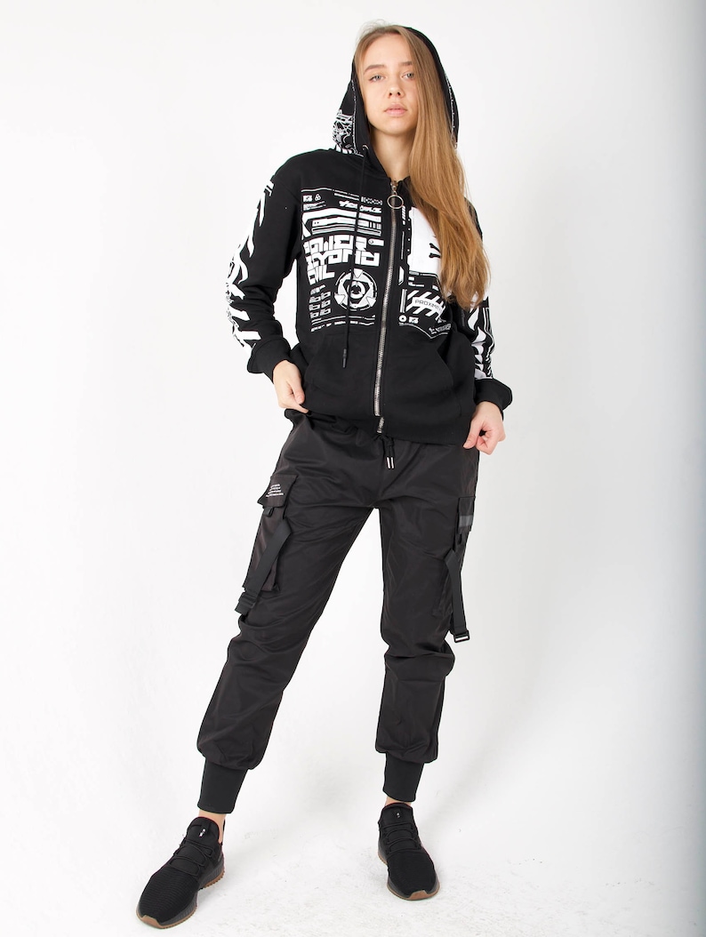 Techwear Cyber Anime Mouse Warrior Streetwear Jacket With Hoodie image 5