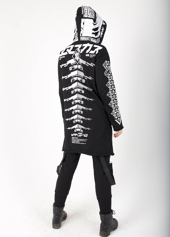 Women's Techwear Cyber Alien Streetwear Jacket With Hoodie