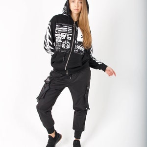 Techwear Cyber Anime Mouse Warrior Streetwear Jacket With Hoodie image 6