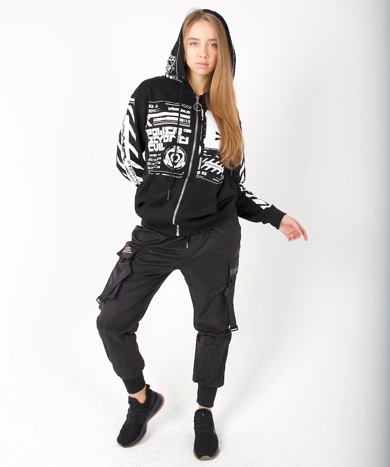 Techwear Cyber Anime Mouse Warrior Streetwear Jacket With Hoodie image 6