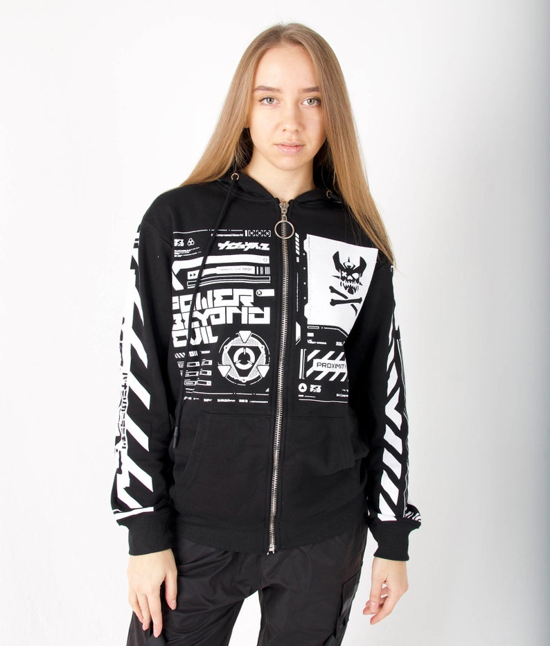 Techwear Cyber Anime Mouse Warrior Streetwear Jacket With Hoodie image 7