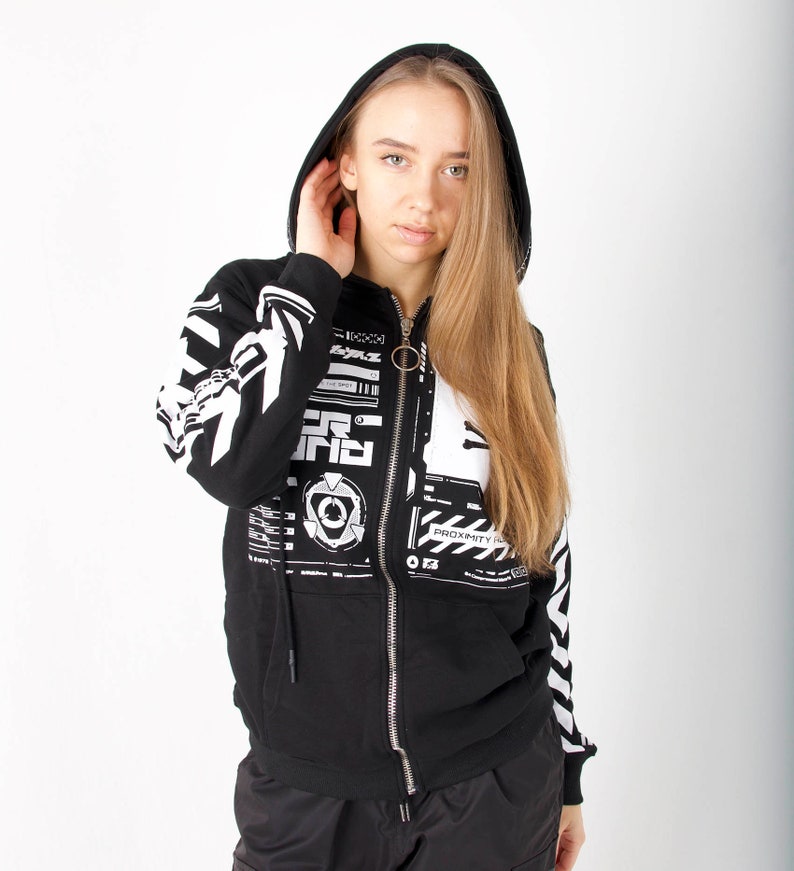 Techwear Cyber Anime Mouse Warrior Streetwear Jacket With Hoodie image 9