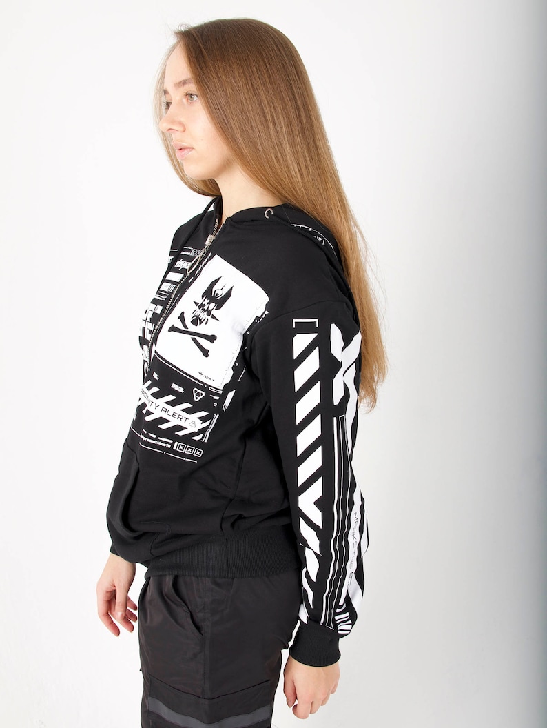 Techwear Cyber Anime Mouse Warrior Streetwear Jacket With Hoodie image 10