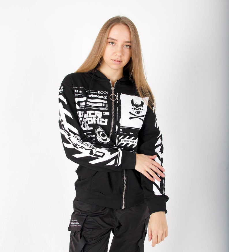 Techwear Cyber Anime Mouse Warrior Streetwear Jacket With Hoodie image 1