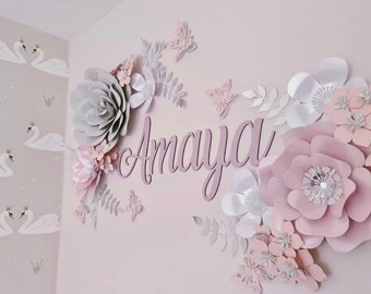 Paper flowers wall decor, 3D paper flowers, girls room, paper flowers, wall decor, paper flower backdrop, flower wall, flowers for wall