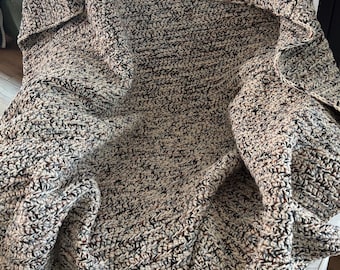 Handmade Crochet Blanket: Variegated Creams, Browns, Blues, Medium Wight Double Yarn, Afghan Throw