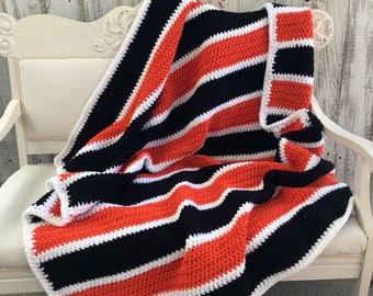 SF Giants Crochet Blanket: Orange & Black Sports Throw, Handmade