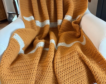 Handmade Crochet Throw Blanket: Gold and Cream Fleck Light Weight Afgan (JOURNEY)