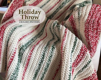 Holiday Blanket Crochet Pattern: Bulky Modern Christmas Throw (PDF Pattern)