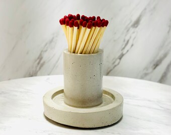 Concrete Candlestick Matchstick holder with striker|Candle accessories| Favor and gifts |Unique gift