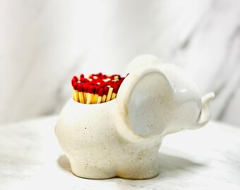 Mini Elephant Concrete Matchstick holder with striker|Candle accessories| Favor and gifts |Unique gift