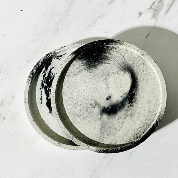 SALE|| Concrete Coasters- Handmade Concrete Coaster with Marble swirl finish