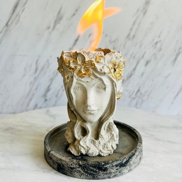 Goddess Tabletop Concrete Fire Pit| Goddess| smores station|Fire Bowl|Tabletop fire pit| table centerpiece| Unique Gift