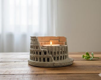 Concrete Colosseum Sculpture | Tea Light Holder, Bookend (2.5 inch tall)