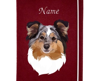 Portadocumentos perro Shetland Sheepdog, Sheltie blue merle, carpeta de documentos personalizada para perro, accesorios para perros, perro de regalo