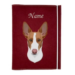 Dokumentenhülle Hund Podenco rot weiß, personalisierte Dokumentenmappe für Hund, Hundezubehör, Geschenk Hund, Hundebedarf, Tierpasshülle