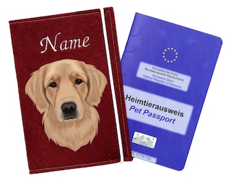 Funda para cartilla de vacunación para perro Golden Retriever, funda para pasaporte de animales para perro, funda para pasaporte de animales, accesorios para perros, regalo para perro, funda para pasaporte de animales para perro con nombre
