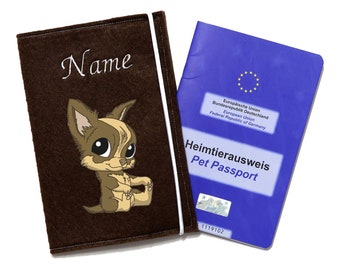 Impfpasshülle Hund Chihuahua Langhaar, personalisiert Impfpass Hülle Hund, Tierpasshülle personalisiert aus Filz, Geschenk Hundebesitzer