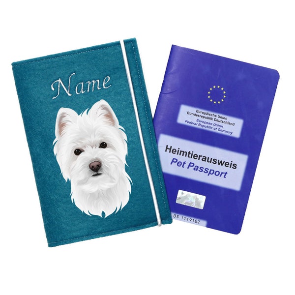 Impfpasshülle Hund West Highland White Terrier, Westie, Tierpass Hülle mit Name, personalisiert Hülle Hund, Hundezubehör, Geschenk Hund